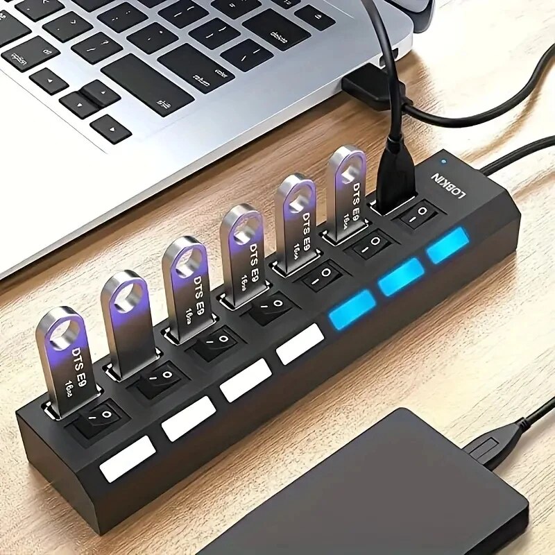 Laptop Accessories Hub - 高速 4/7 ポート USB ハブ 2.0