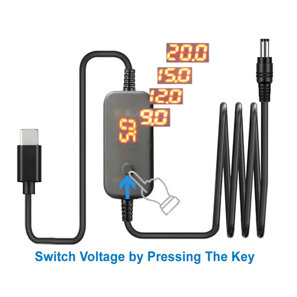 Laptop Lock Cable - タイプ C から DC5.5x2.1mm 電源アダプタコード 5-20V