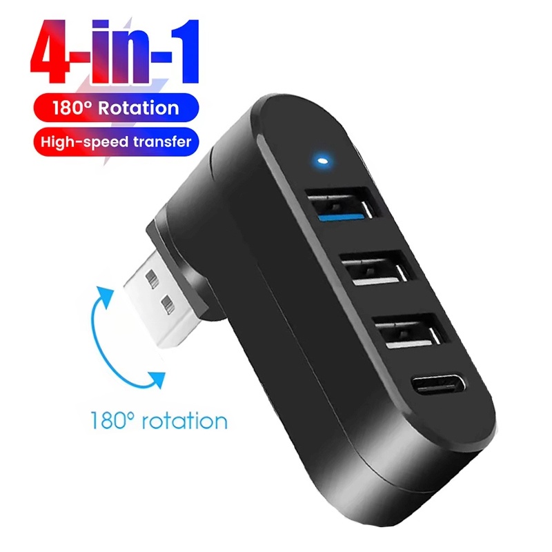 Laptop Accessories Hub - 4ポートマルチUSB 2.0ハブ ミニUSBハブ 180 ° 回転リーダー高速スプリッターアダプター、ラップトップ、ノートブック、PC、コンピューターアクセサリー用