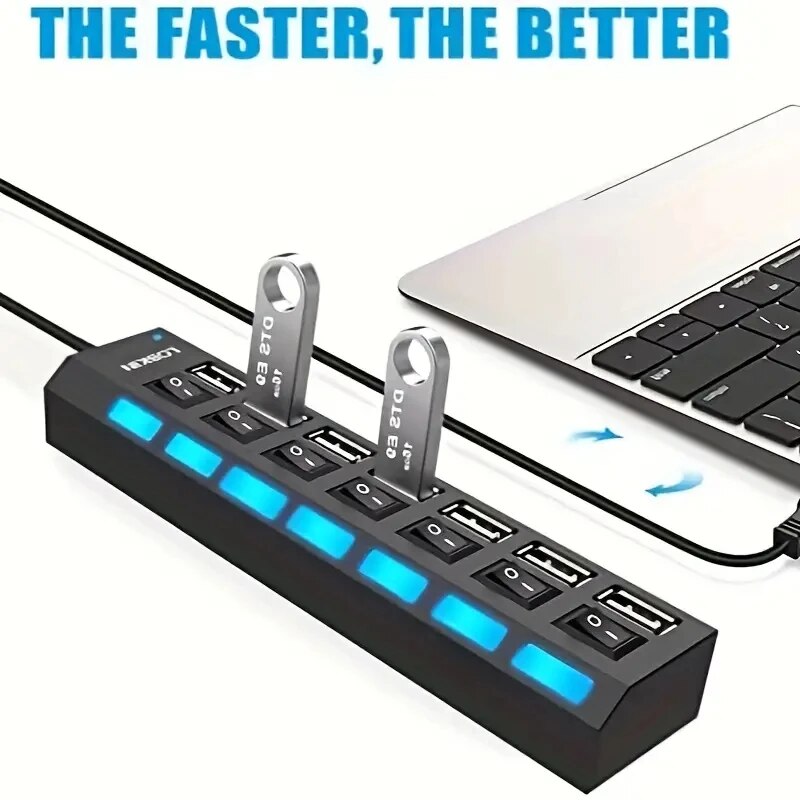 高速 4/7 ポート USB ハブ 2.0 アダプター エキ - Laptop Accessories Hub のレビューと価格