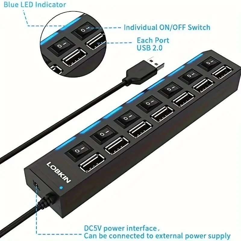 高速 4/7 ポート USB ハブ 2.0 アダプター エキ - Laptop Accessories Hub のレビューと価格