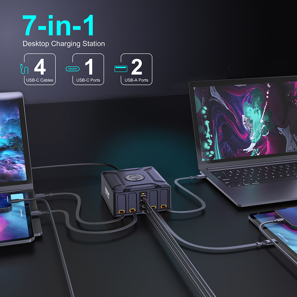 550W 7-in-1充電ステーション、100W格納式USB - Laptop Lock Cable のレビューと価格
