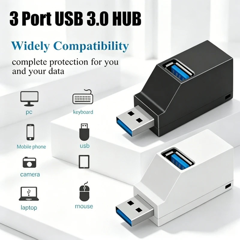USB 3.0 2.0 回転可能な 3 ポートハブスプリッタ - Laptop Accessories Hub のレビューと価格