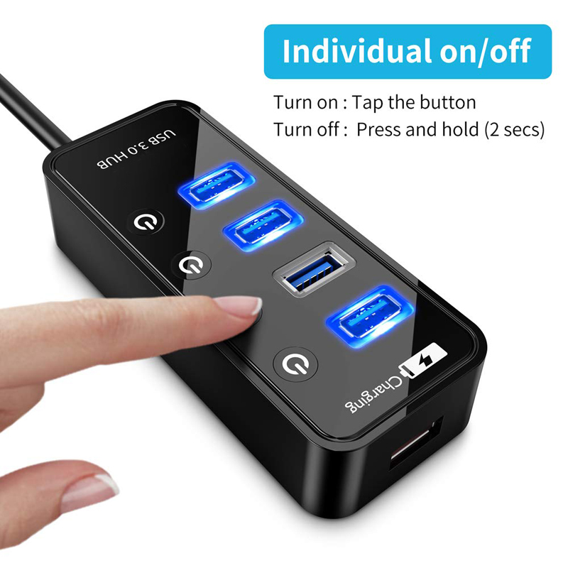 USB ハブ 3.0 4 7 ポートスマートフォン充電器マル - Laptop Lock Cable のレビューと価格