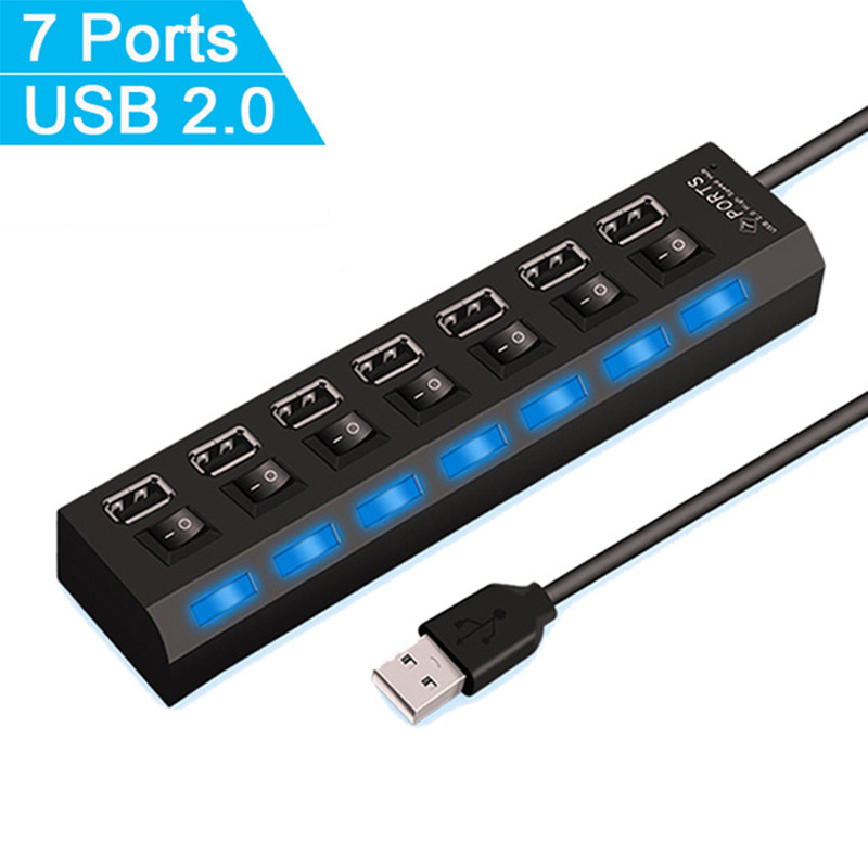 7 ポート USB 2.0 ハブスプリッターラップトップコン - Laptop Accessories Hub のレビューと価格