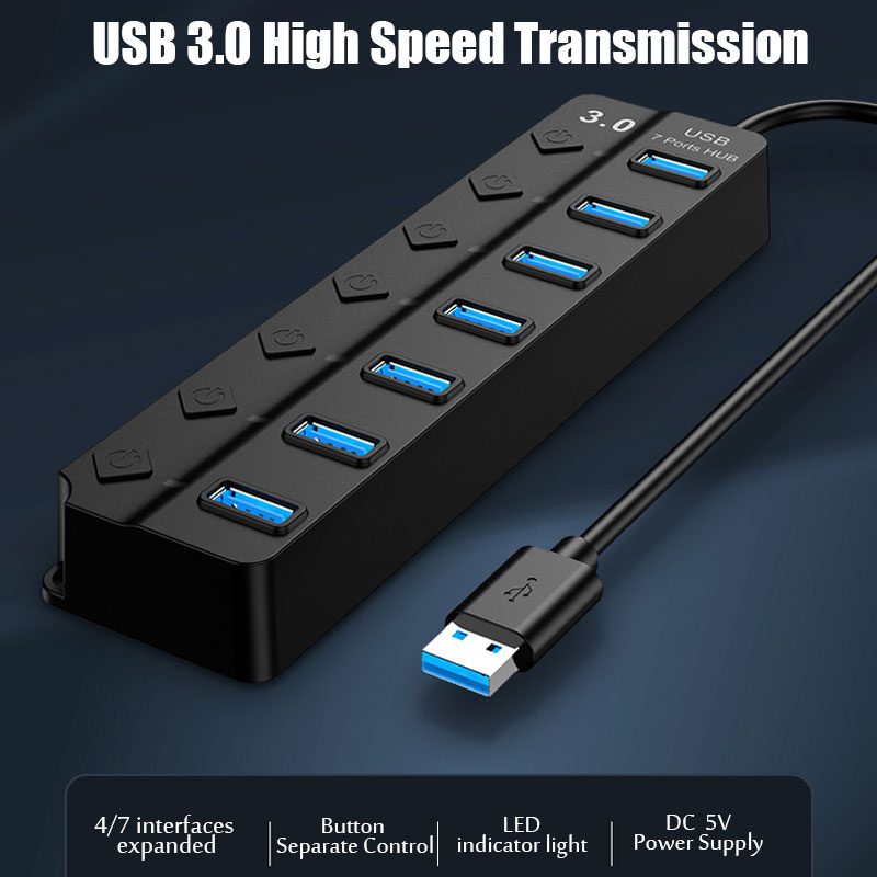 USB 3.0電源アダプター 4/7ポート USBスプリッタ - Laptop Accessories Hub のレビューと価格