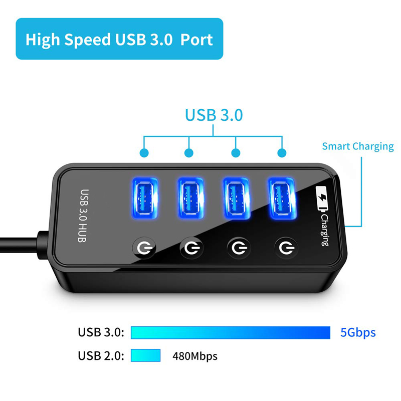 USB ハブ 3.0 4 7 ポートスマートフォン充電器マル - Laptop Lock Cable のレビューと価格
