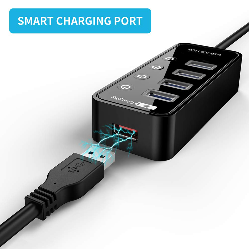 USB ハブ 3.0 4 7 ポートスマートフォン充電器マル - Laptop Lock Cable のレビューと価格