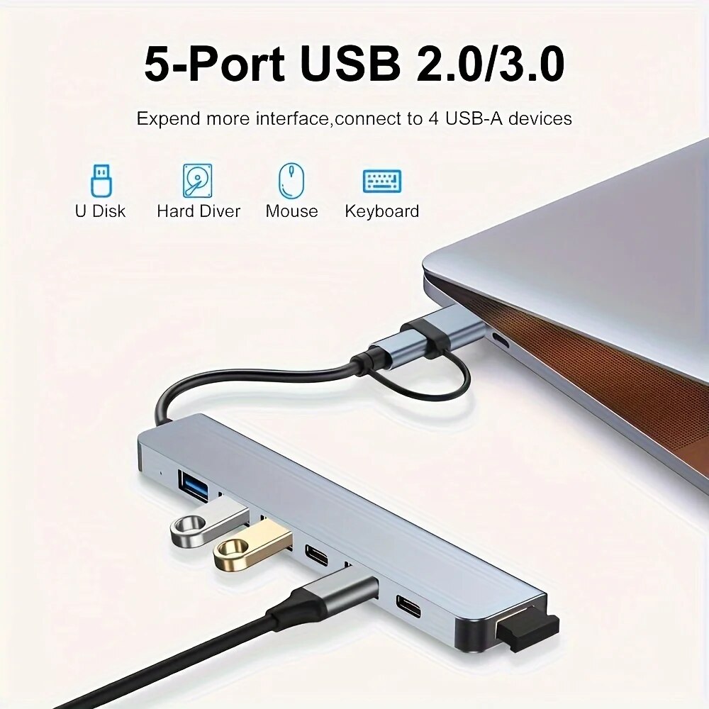 2in1 USB3.0ハブ 7ポート Type-C拡張スプリ - Laptop Accessories Hub のレビューと価格